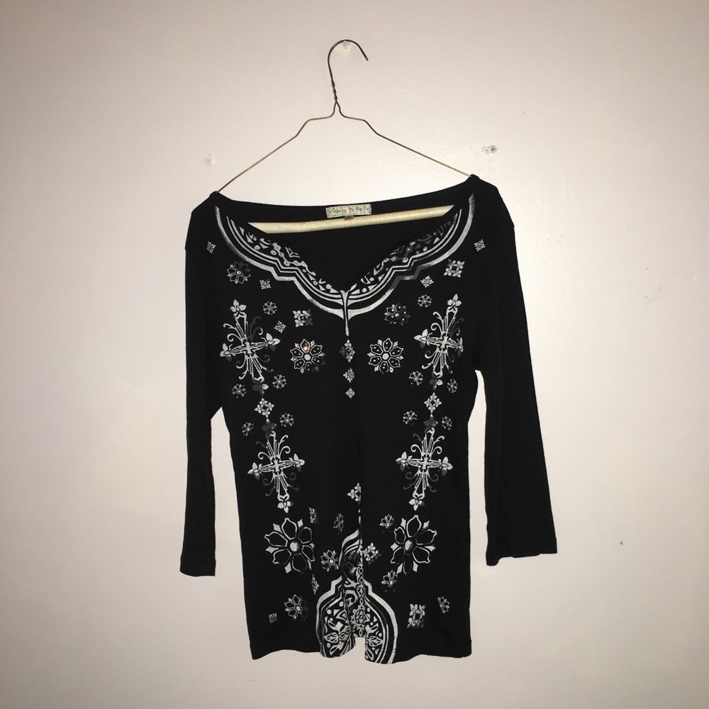 Vintage Susie brand black blouse with sequins